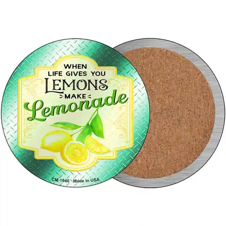 Make Lemonade Aqua Novelty Circle Coaster Set of 4