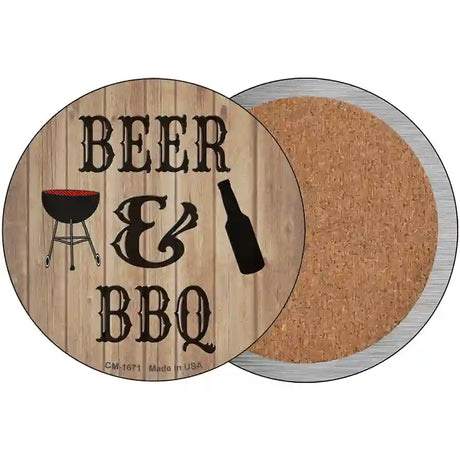 Beer And BBQ Novelty Circle Coaster Set of 4