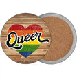 Queer Heart On Wood Novelty Circle Coaster Set of 4