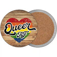 Queer AF Heart On Wood Novelty Circle Coaster Set of 4