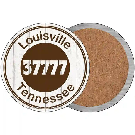 Louisville TN 37777 Brown Novelty Circle Coaster Set of 4