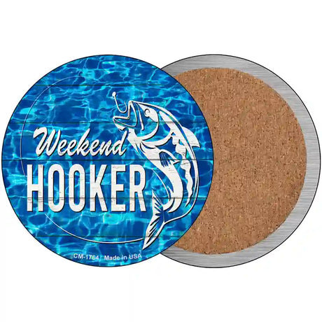 Weekend Hooker Bass Water Background Novelty Circle Coaster Set of 4