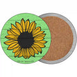 Sunflower Green Background Novelty Circle Coaster Set of 4