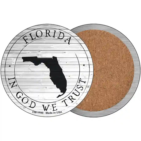 Florida In God We Trust Novelty Circle Coaster Set of 4 CC-1799