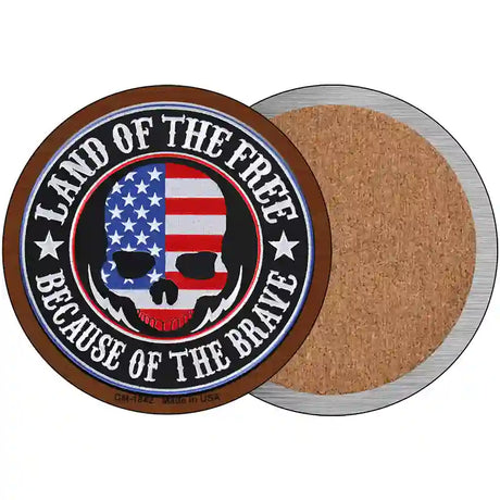 Land Of The Free American Skull Novelty Circle Coaster Set of 4 CC-1842