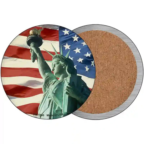 Lady Liberty American Flag Novelty Circle Coaster Set of 4 CC-1846