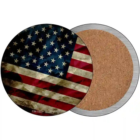 Dark American Flag Novelty Circle Coaster Set of 4 CC-1847