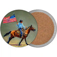 Horse Rider With Flag Novelty Circle Coaster Set of 4 CC-1869