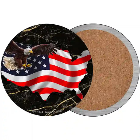 USA Flag Outline Novelty Circle Coaster Set of 4 CC-1874