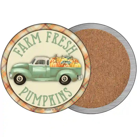 Farm Fresh Pumpkins Novelty Circle Coaster Set of 4