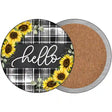 Hello Sunflowers Novelty Circle Coaster Set of 4