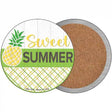 Sweet Summer Pineapple Novelty Circle Coaster Set of 4