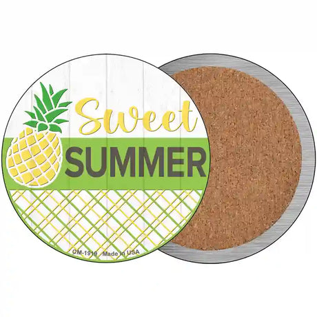 Sweet Summer Pineapple Novelty Circle Coaster Set of 4