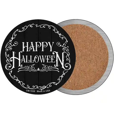 Happy Halloween Black Novelty Circle Coaster Set of 4