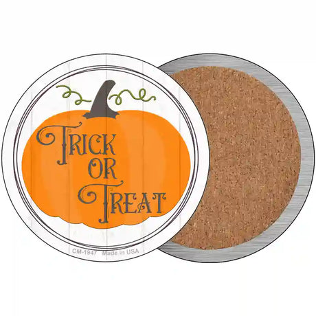 Trick Or Treat Pumpkin Novelty Circle Coaster Set of 4