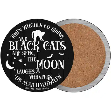 The Moon Whispers Tis Near Halloween Novelty Circle Coaster Set of 4