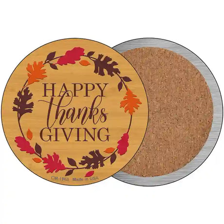 Happy Thanksgiving Novelty Circle Coaster Set of 4