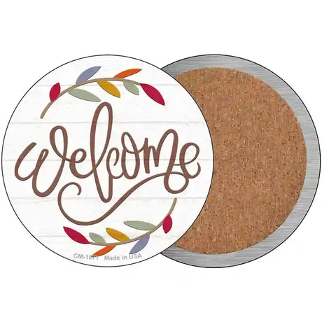 Welcome Leaves Novelty Circle Coaster Set of 4