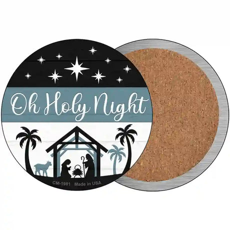 Oh Holy Night Novelty Circle Coaster Set of 4