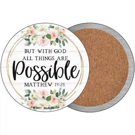 All Things Are Possible Novelty Circle Coaster Set of 4