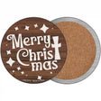 Merry Christmas with Cross Novelty Circle Coaster Set of 4