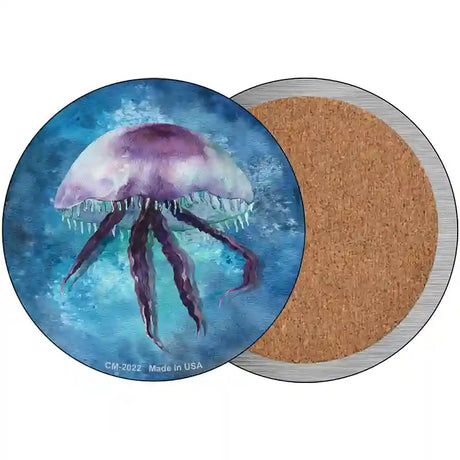 Jellyfish Blue Novelty Circle Coaster Set of 4