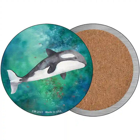 Whale Aqua Novelty Circle Coaster Set of 4