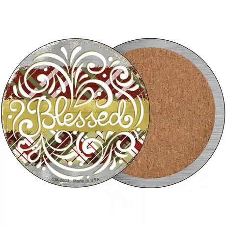 Blessed Christmas Novelty Circle Coaster Set of 4