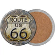 Rusty Route 66 Novelty Circle Coaster Set of 4