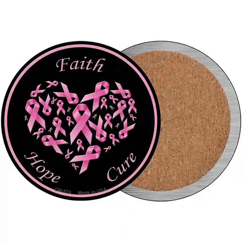 Faith Hope Cure Novelty Circle Coaster Set of 4