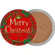 Merry Christmas Red Bright Novelty Circle Coaster Set of 4