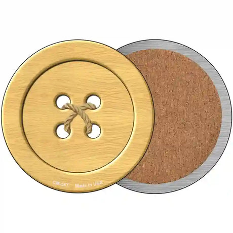 Wooden Button Novelty Circle Coaster Set of 4