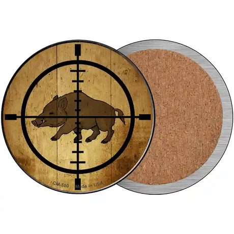 Boar Hunter Novelty Circle Coaster Set of 4