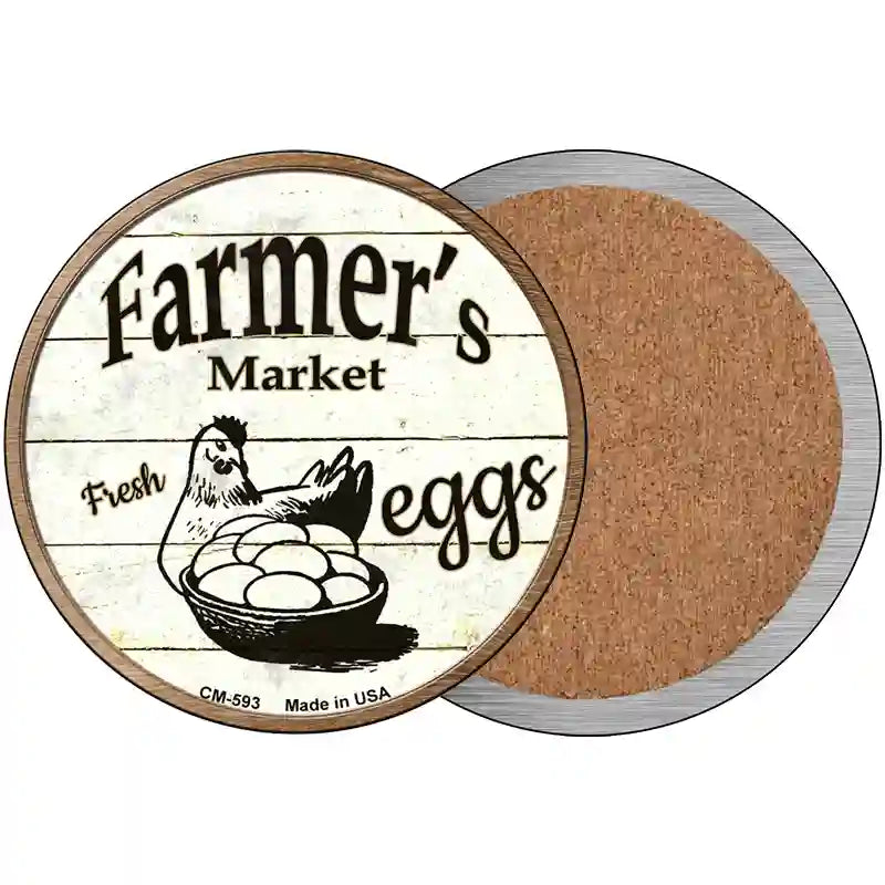 Farmers Market Eggs Novelty Circle Coaster Set of 4