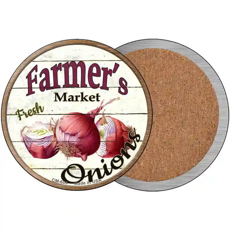 Farmers Market Onions Novelty Circle Coaster Set of 4