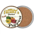 Farmers Market Peppers Novelty Circle Coaster Set of 4