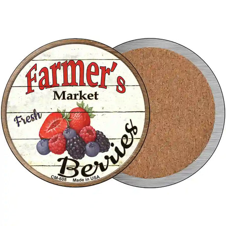 Farmers Market Berries Novelty Circle Coaster Set of 4