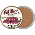 Farmers Market Cherries Novelty Circle Coaster Set of 4