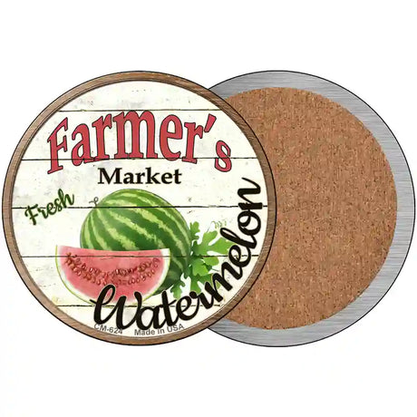 Farmers Market Watermelon Novelty Circle Coaster Set of 4