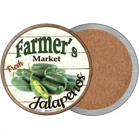 Farmers Market Jalapenos Novelty Circle Coaster Set of 4