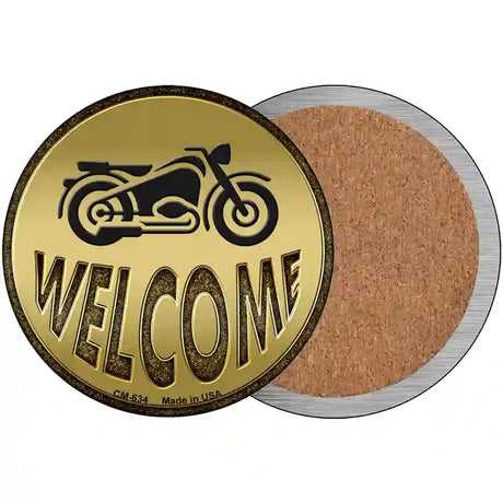 Welcome With Motorcycle Novelty Circle Coaster Set of 4