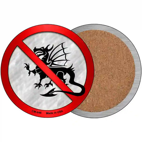 No Dragons Novelty Circle Coaster Set of 4