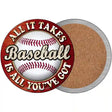 Baseball Novelty Circle Coaster Set of 4