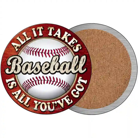 Baseball Novelty Circle Coaster Set of 4