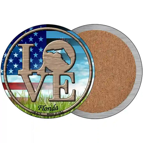 Love Florida Novelty Circle Coaster Set of 4