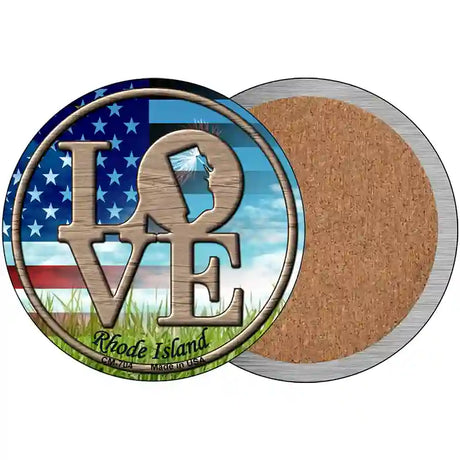 Love Rhode Island Novelty Circle Coaster Set of 4