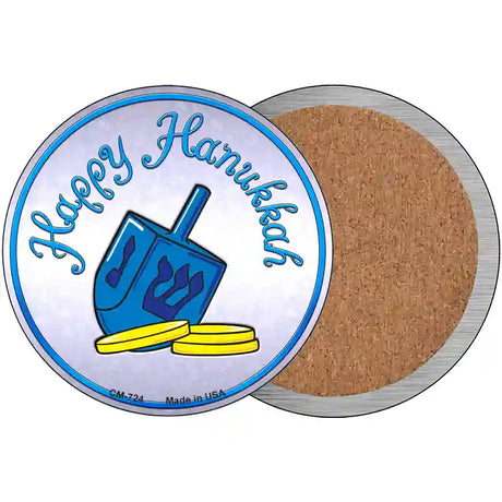 Happy Hanukkah Dreidel Novelty Circle Coaster Set of 4