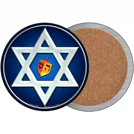 Hanukkah Star And Dreidel Novelty Circle Coaster Set of 4