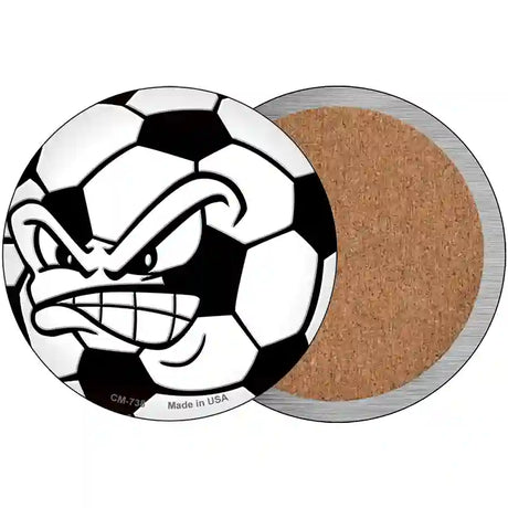 Angry Soccer Ball Novelty Circle Coaster Set of 4