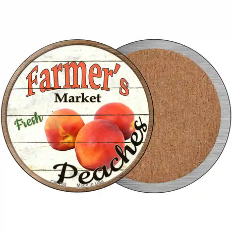 Farmers Market Peaches Novelty Circle Coaster Set of 4